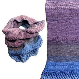 🍒NEW Handknit & Crochet Convertible Cowl Hood in Lavender Ombre by Coko Loko
